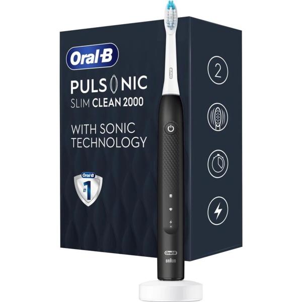 Oral-B Pulsonic Slim Clean 2000 Black,  sonický zubní kartáček,  2 režimy čištění,  časovač,  bělící