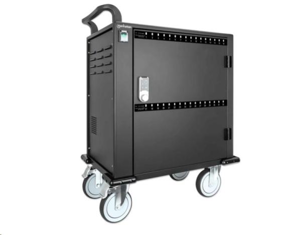 BAZAR - MANHATTAN nabíjecí vozík - 32 portů,  576 W,  přepěťová ochrana,  tichá ventilace,  kovové pouzdro,  černá - Poškozen2