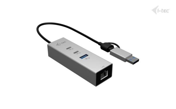i-tec USB-C/ USB-A Metal HUB 3 (2x USB-C, 1x USB-A) Port + 2.5GLAN