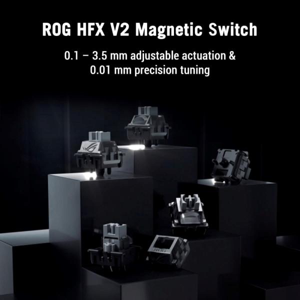 ASUS klávesnice ROG Azoth 96 HE,  Mechanická,  Bezdrátová,  BT,  RF 2.4GHz,  US,  černá8