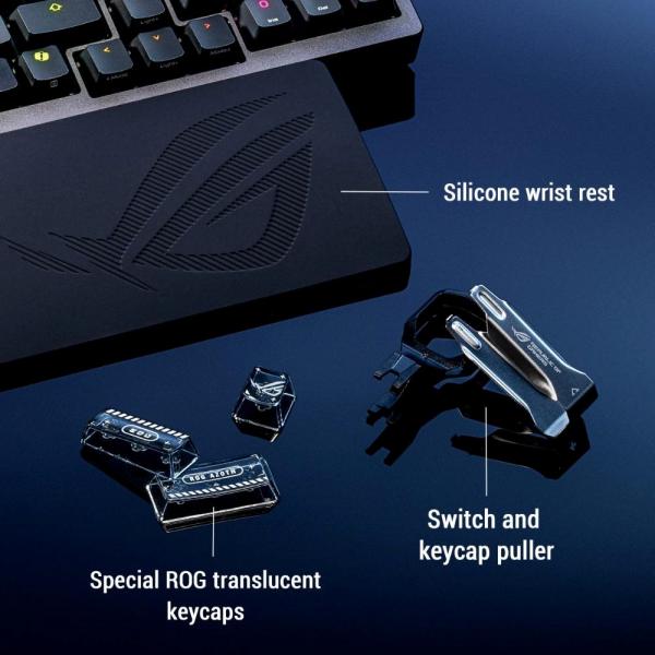 ASUS klávesnice ROG Azoth 96 HE,  Mechanická,  Bezdrátová,  BT,  RF 2.4GHz,  CZ/ SK,  černá10