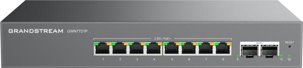 Grandstream GWN7721P L2 Lite managed switch, 8x 2.5GbE RJ45, 2x 10G SFP+, PoE/ PoE+