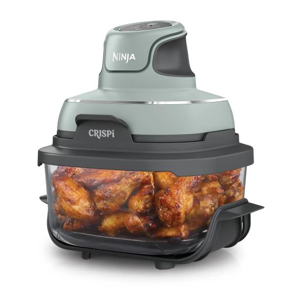 Ninja FN101EUSG Crispi,  přenosná horkovzdušná fritéza,  4v1, zelená, příkon 1700 W,  skleněné nádoby 1, 4 l a 3, 8 l,  bez PFAS1