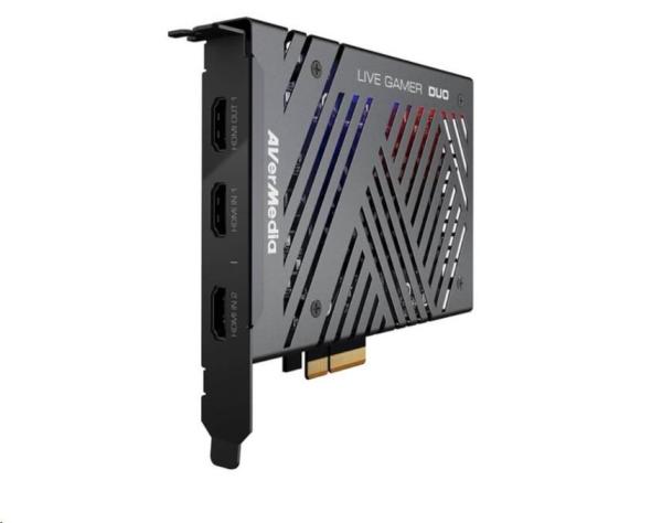 AVERMEDIA Live Gamer DUO GC570D,  duální střihová karta,  PCI-E,  2x HDMI,  Full HD,  2160p,  MPEG 4,  RGB podsvícení3