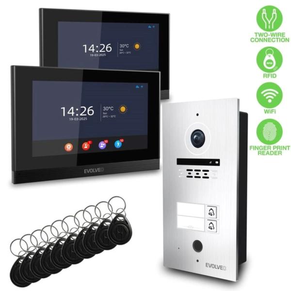 EVOLVEO DoorPhone ID-2, 2-drôtový videotelefón pre dva byty s RFID, odtlačkom prsta a podporou ONVIF ka
