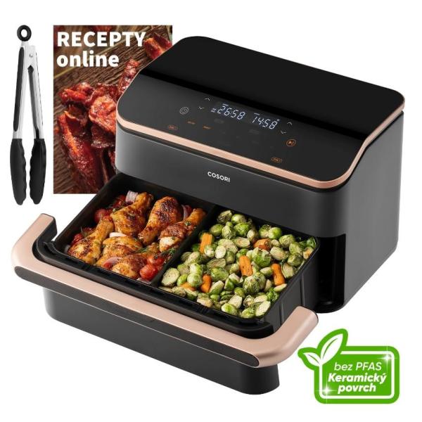 Cosori Dual Blaze TwinFry chytrá horkovzdušná fritéza 10 L,  keramika,  černá