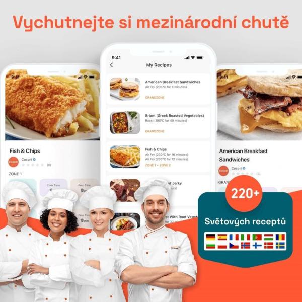 Cosori Dual Blaze TwinFry chytrá horkovzdušná fritéza 10 L,  keramika,  černá5