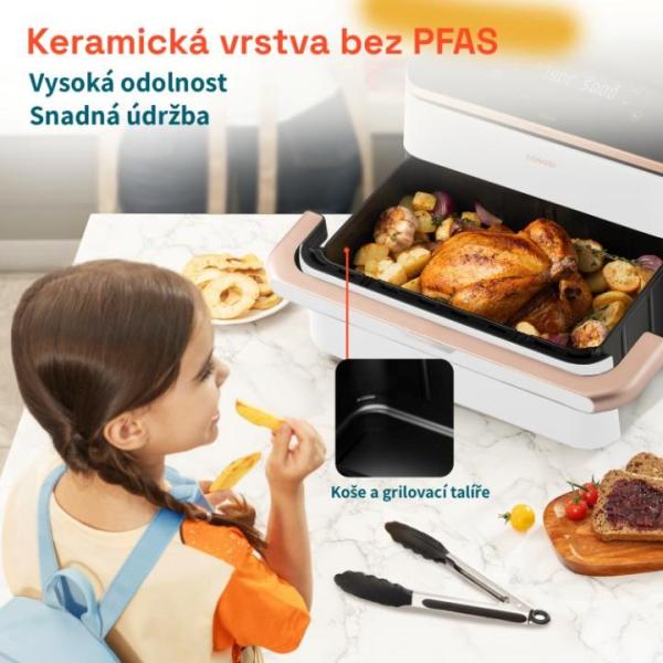 Cosori Dual Blaze TwinFry chytrá horkovzdušná fritéza10 L,  keramika,  bílá4