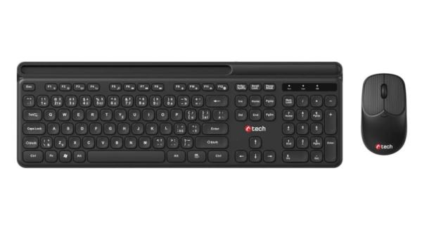 BAZAR - C-TECH klávesnice s myší WLKMC-05B,  Bezdrátový set 2.4GHz,  CZ,  Černá,  poškozený obal0