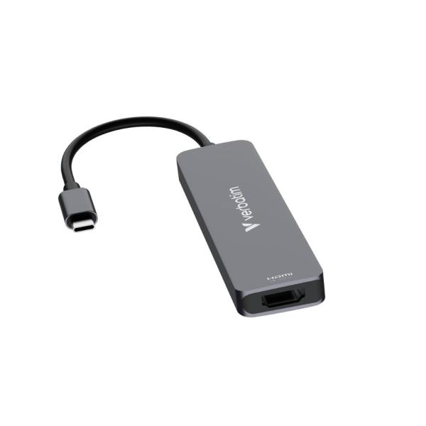 VERBATIM Dokovací stanice USB-C,  6v1,  HDMI,  USB-C PD,  USB 3.0,  USB 2.0,  SD a microSD,  šedá