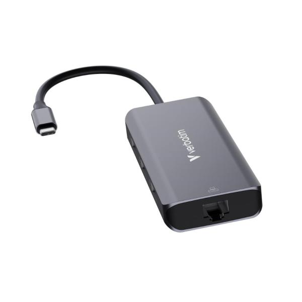 VERBATIM Dokovací stanice USB-C,  6v1,  RJ45,  HDMI,  USB-C PD,  3xUSB 3.0,  šedá