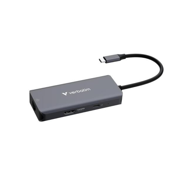 VERBATIM Dokovací stanice USB-C,  6v1,  RJ45,  HDMI,  USB-C PD,  3xUSB 3.0,  šedá2