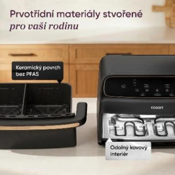 Cosori Dual Blaze Twin Fry Compact horkovzdušná fritéza 8, 6 L,  keramika,  černá4