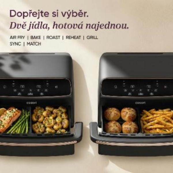 Cosori Dual Blaze Twin Fry Compact horkovzdušná fritéza 8, 6 L,  keramika,  černá5