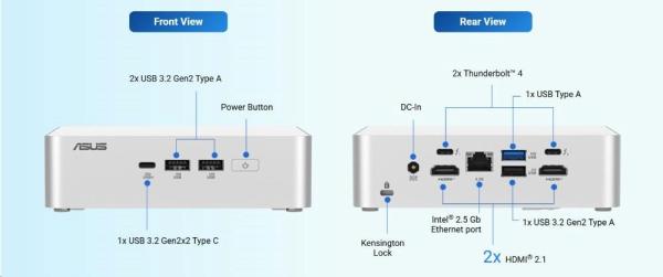 ASUS NUC 15 Pro+ Mini PC/ NUC15CRS/ Core Ultra 9 285H/ 2x16GB+1TB/ USB 7x/ Intel Arc/ Stylish/ L9/ EU power cord7
