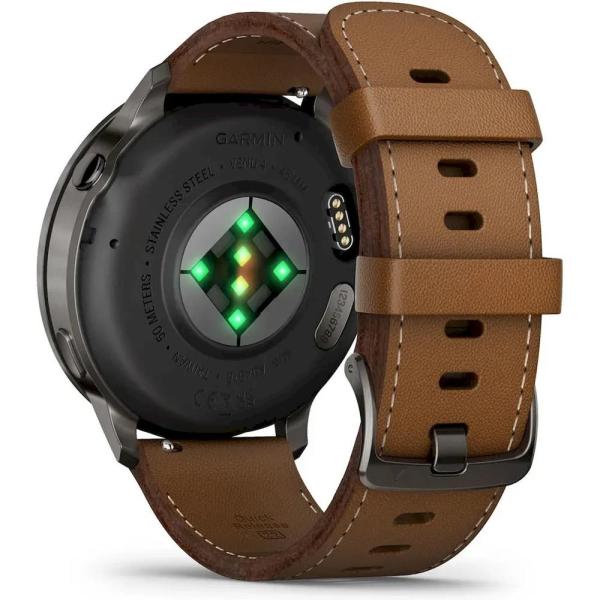 Garmin Venu 4 (45 mm) Slate /  Černý silikonový řemínek a Hnědý kožený řemínek,  EU4