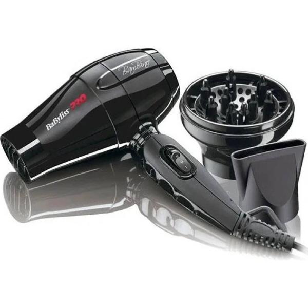 BaByliss PRO BAB5510E mini fén,  1200 W,  duální napětí,  difuzér,  koncentrátor,  černý1