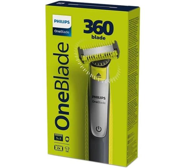 Philips OneBlade 360 QP2834/ 23 zastřihovač na tvář a tělo,  voděodolný,  2 nástavce,  akumulátorový provoz4