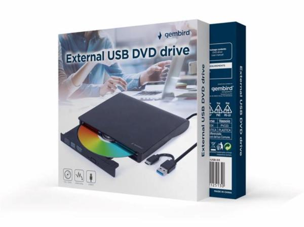 GEMBIRD externí mechanika DVD,  USB-C,  černá1