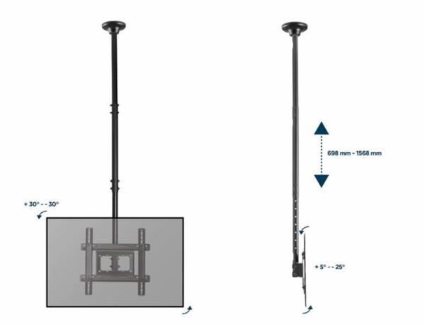 GEMBIRD Držák TV na strop,  32“ - 70“,  plně pohyblivý8