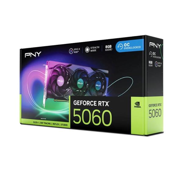PNY VGA Nvidia GeForce RTX 5060 8GB ARGB,  RTX 5060,  8GB GDDR7,  3xDP,  1xHDMI10