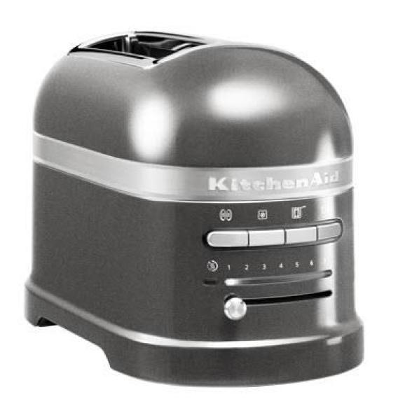 KitchenAid Artisan 5KMT2204EMS toustovač šedá,  2 topinky,  auto senzor,  7 stupňů,  bagel,  rozmrazování