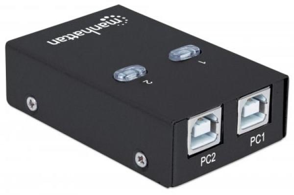 MANHATTAN USB 2.0 přepínač 2:1 (switch,  1 zařízení pro 2 PC)2