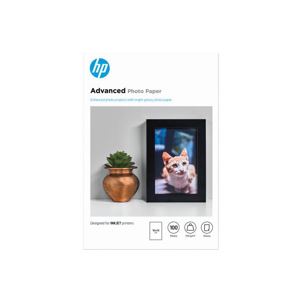 HP Advanced Glossy Photo Paper-100 sht/ 10 x 15 cm borderless,   250 g/ m2,  Q8692A