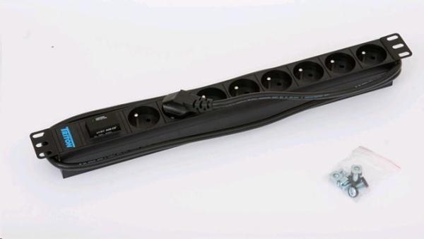 TRITON 19" rozvádzač 8x230V - 2m,  bleskozvod,  čierny