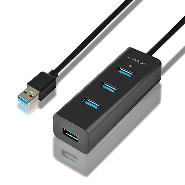 AXAGON HUE-S2BL,  4x USB 3.0 CHARGING hub,  micro USB nap. konektor,  kábel USB-A 1.2m