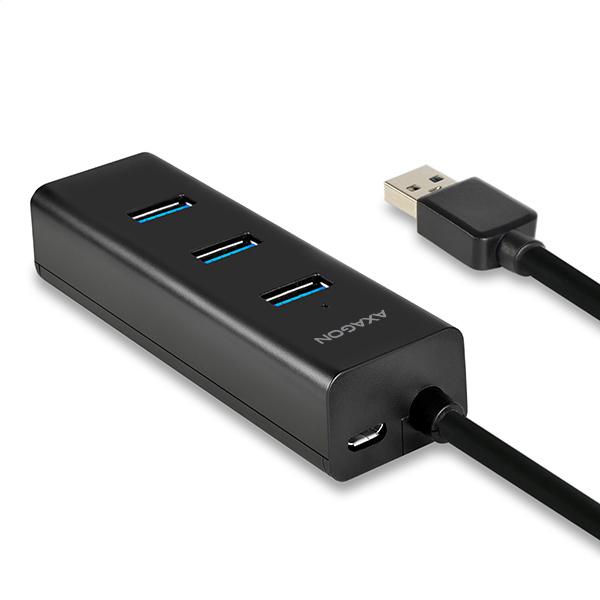AXAGON HUE-S2BL,  4x USB 3.0 CHARGING hub,  micro USB nap. konektor,  kábel USB-A 1.2m3