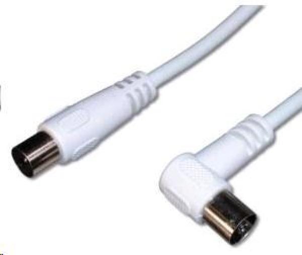 PREMIUMCORD TV anténny kábel 3 m,  90° konektor (koaxiálny,  M/ F,  75 Ohm)