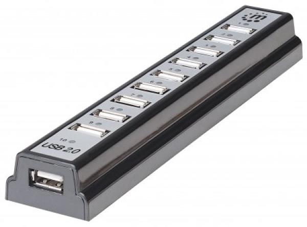 MANHATTAN Hi-Speed USB 2.0 Stolný rozbočovač,  10 portov