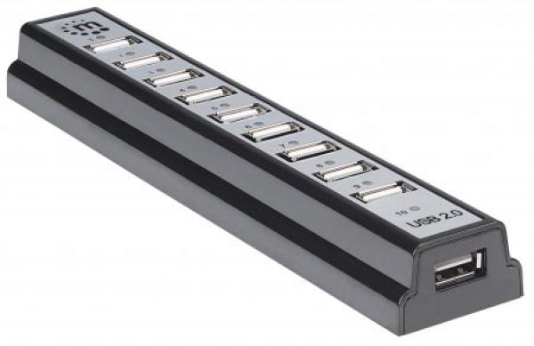 MANHATTAN Hi-Speed USB 2.0 Stolný rozbočovač,  10 portov1