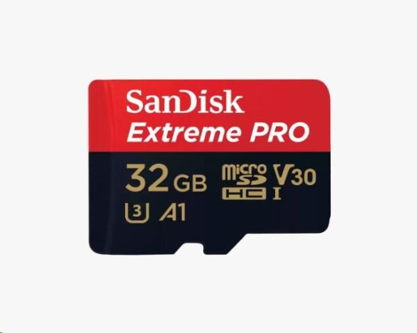SanDisk Micro SDXC karta 32GB Extreme PRO (100MB/ s,  Class 10 UHS-I V30) + adaptér
