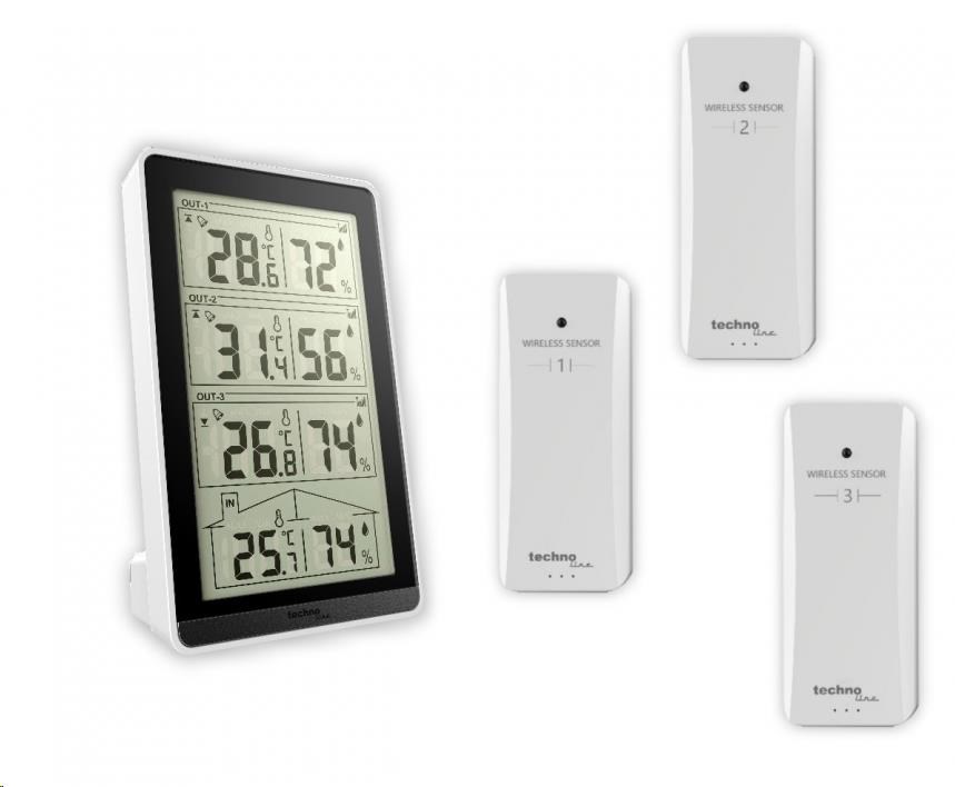 TechnoLine WS 7060 - digitální teploměr s vlhkoměrem se třemi bezdrátovými čidly0 