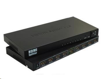 PremiumCord HDMI rozbočovač 1-8 portov kovový s napájacím adaptérom,  4K,  1080p,  3D0 