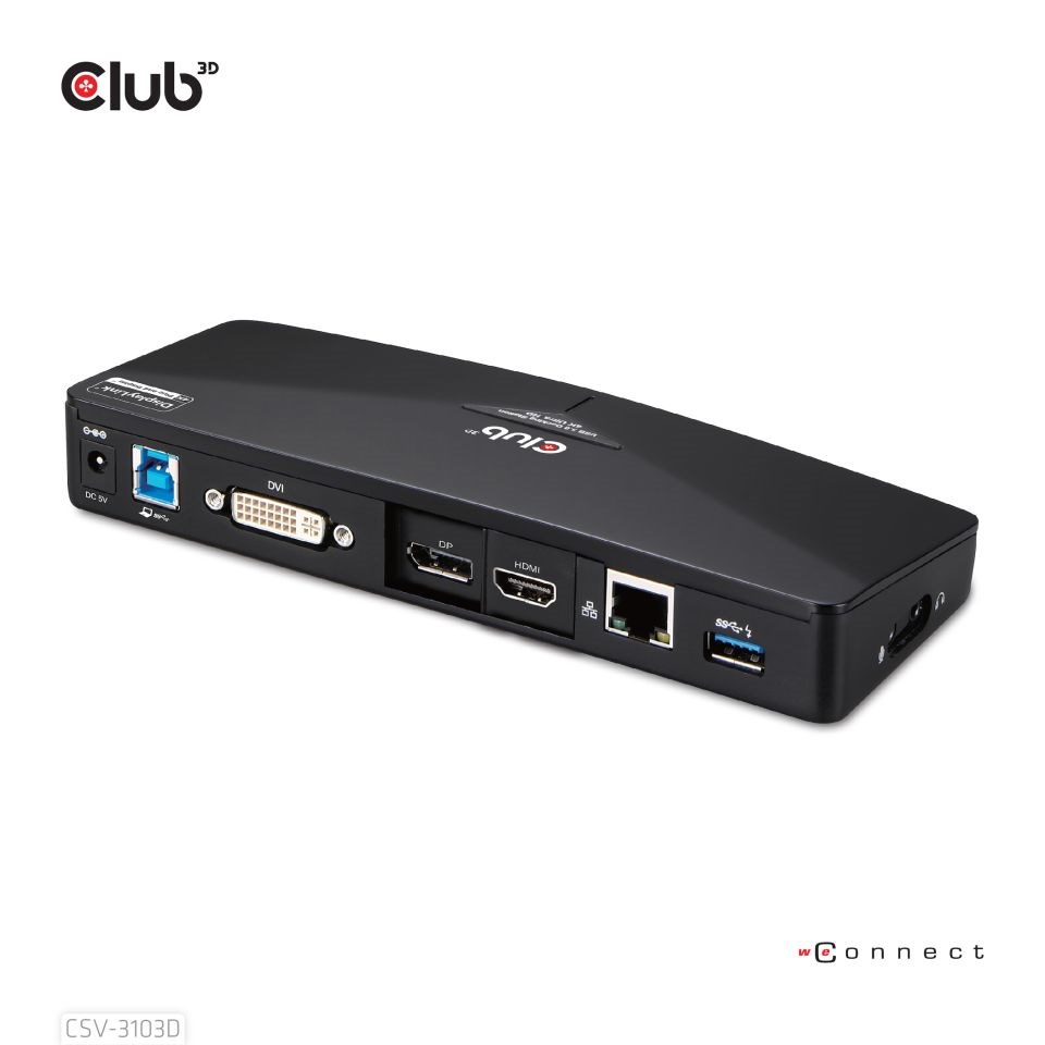 Club3D Dokovací stanice USB-A 8v1,  1xDP,  1xHDMI,  1xDVI-D,  3xUSB,  1xRJ45,  1x3.5mm,  černá7 