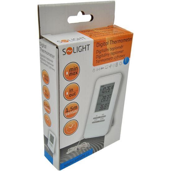 Solight teploměr,  teplota,  velký displej,  datum,  čas,  bílý1 