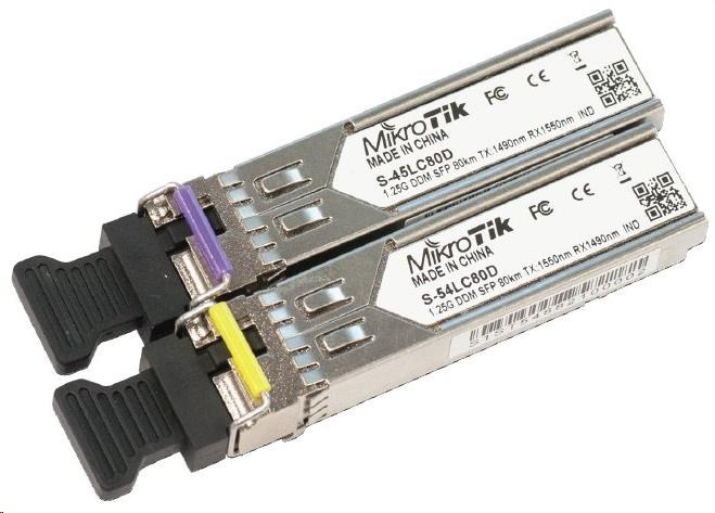 Mikrotik SFP (miniGBIC) modul S-45/ 54LC80D,  SM,  80km,  1.25G (pár)0 