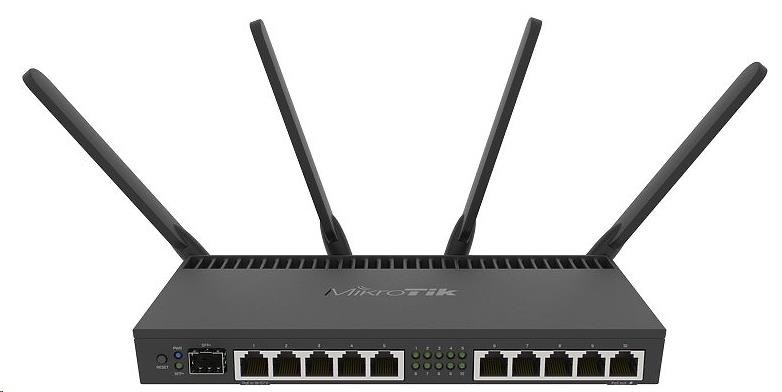 MikroTik RouterBOARDRB RB4011iGS+5HacQ2HnD-IN,  štvorjadrový 1.4GHz CPU, 1GB RAM, 10xLAN, 1x SFP+,  Wi-Fi 2.4+5GHz (2033Mbps0 