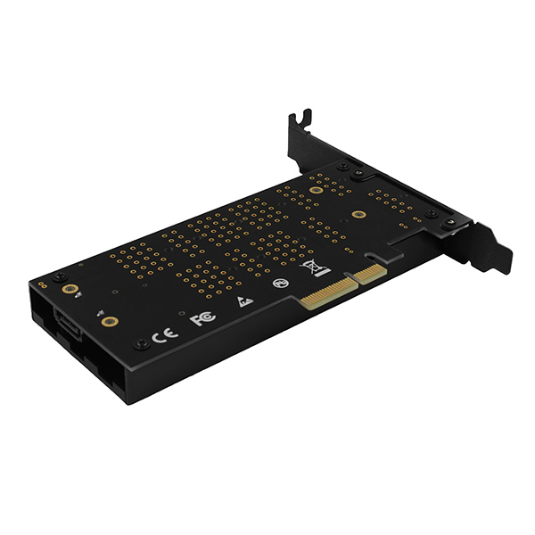 AXAGON PCEM2-DC,  PCIe x4 - M.2 NVMe M-key + SATA B-key slot adaptér,  chladič,  LP7 