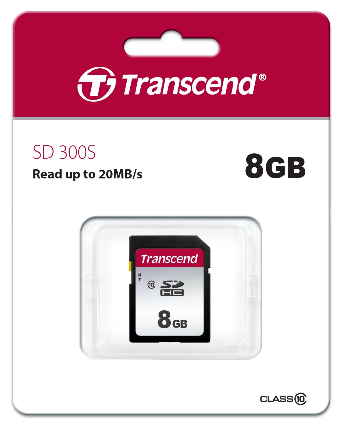 Karta TRANSCEND SDHC 8 GB 300S,  trieda 10 (R:20/ W:10 MB/ s)1 