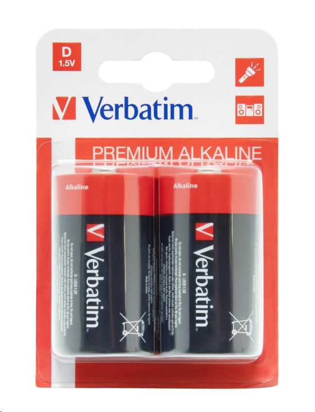 VERBATIM Alkalické baterie D,   2 PACK /  LR201 