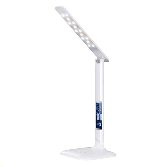 Solight LED stmívatelná stolní lampička s displejem,  6W,  volba teploty světla,  bílý lesk0 