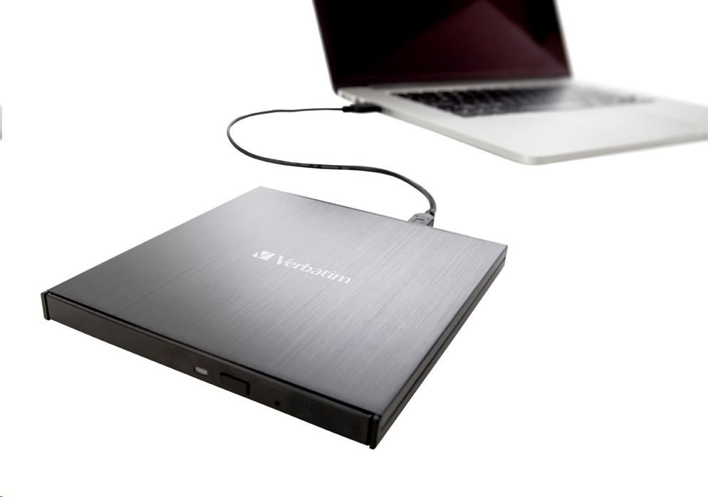 VERBATIM Ultra HD 4K Blu-ray externá slimline napaľovačka (USB 3.1,  USB-C) + bezplatné 25GB médium3 