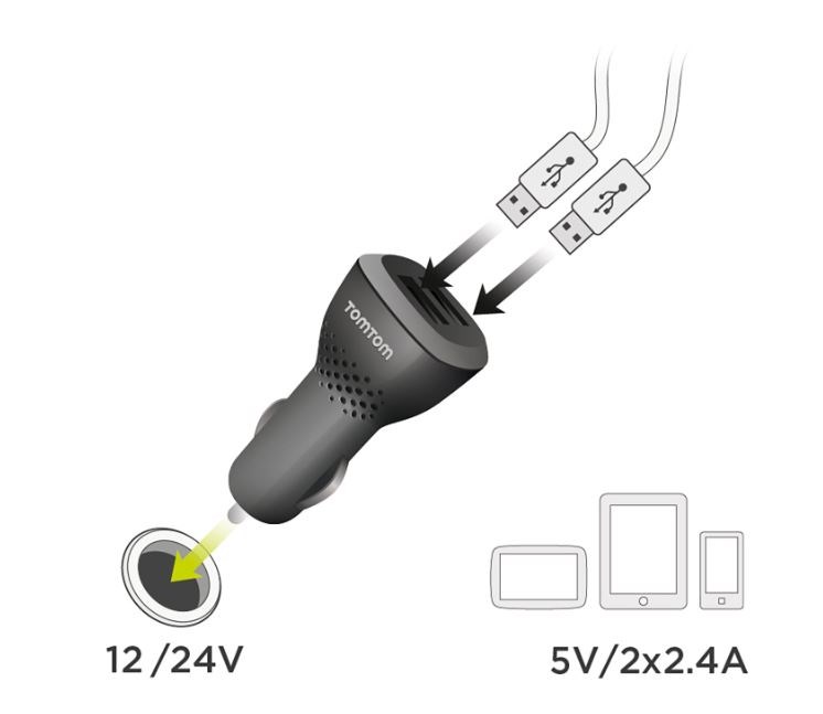TomTom vysokorychlostní duální nabíječka do auta (2x USB)3 
