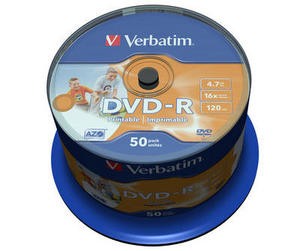 VERBATIM DVD-R(50-Pack)Vreteno/ Inkjet Printable Wide/ 16x/ 4.7GB0 