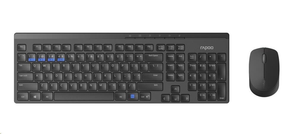 RAPOO set klávesnice a myši 8100M Bezdrôtový viacrežimový set optickej myši a klávesnice čierny CZ/ SK1 
