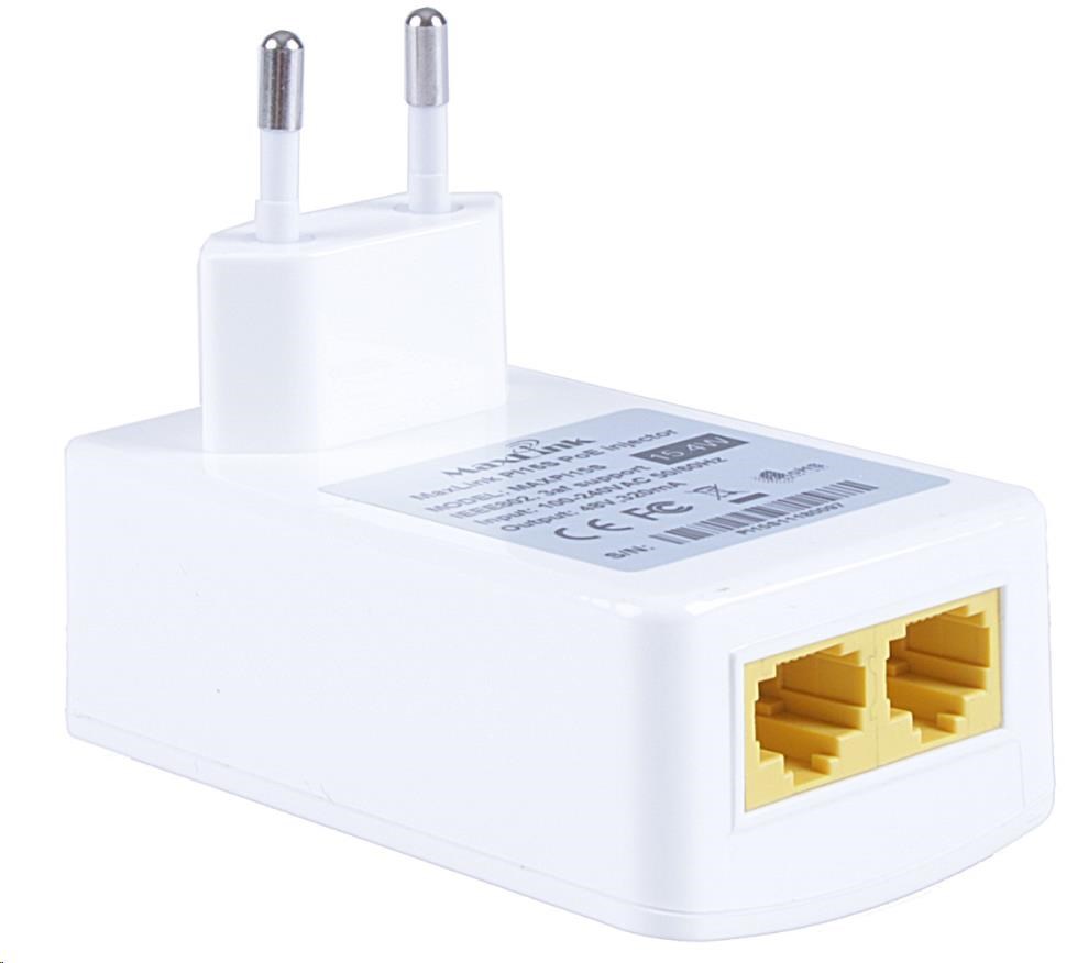 MaxLink PI15S aktívny gigabitový injektor PoE,  802.3af,  15W (48V,  0.32A)1 